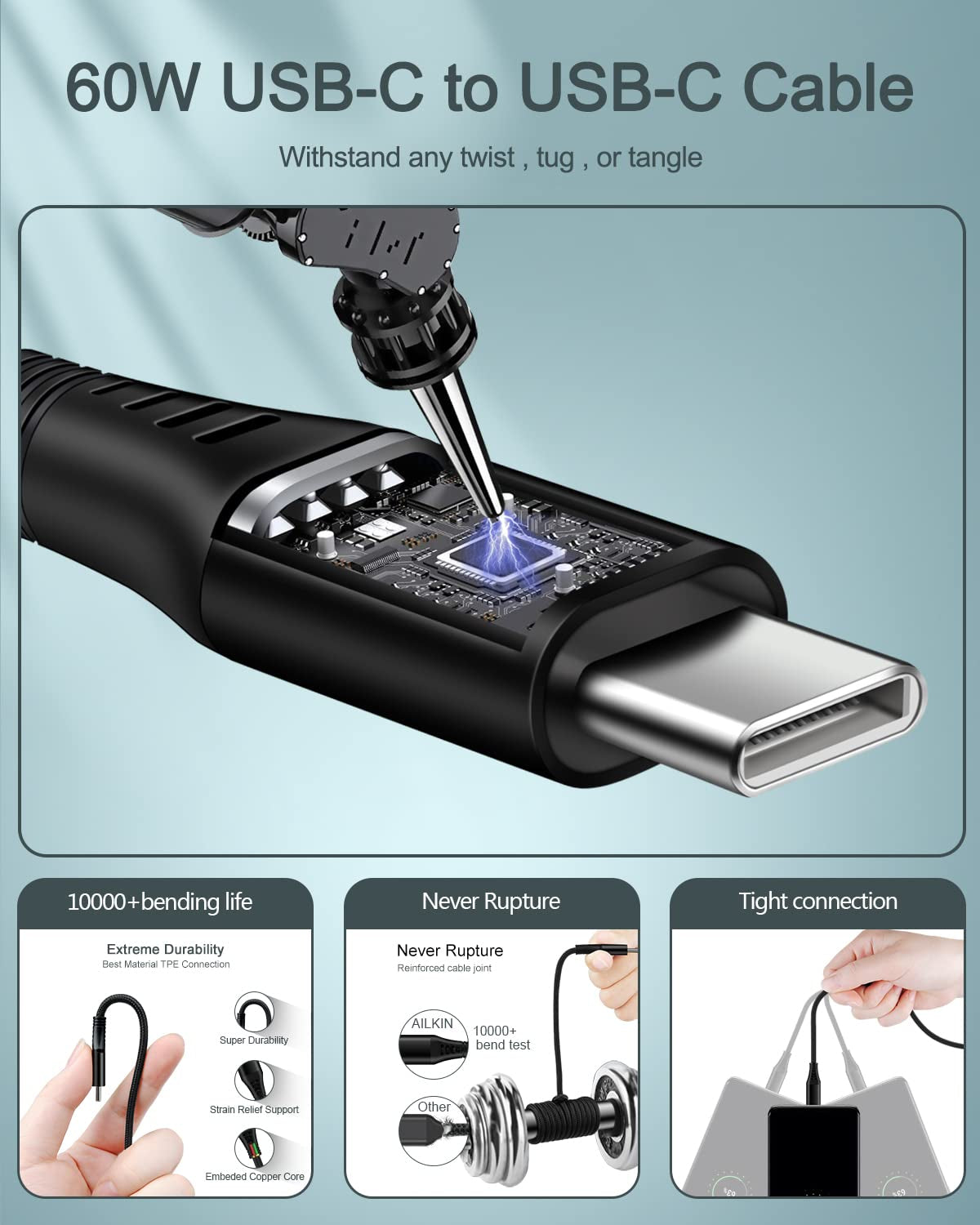 USB Type C Cable for Apple Iphone 15/15 Plus/ 15 Pro/ 15 Pro Max, 2Pack 6Ft Fast Charging Power Cords, Type C to C Cable for Samsung Galaxy S23 Ultra S22, Google Pixel 7 Pro 7A 6 6A Android USBC Cord