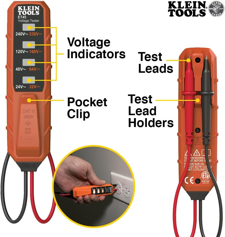 NCVT3PKIT Electrical Test Kit, Dual-Range Non-Contact Voltage Tester with Flashlight, AC/DC Voltage Tester