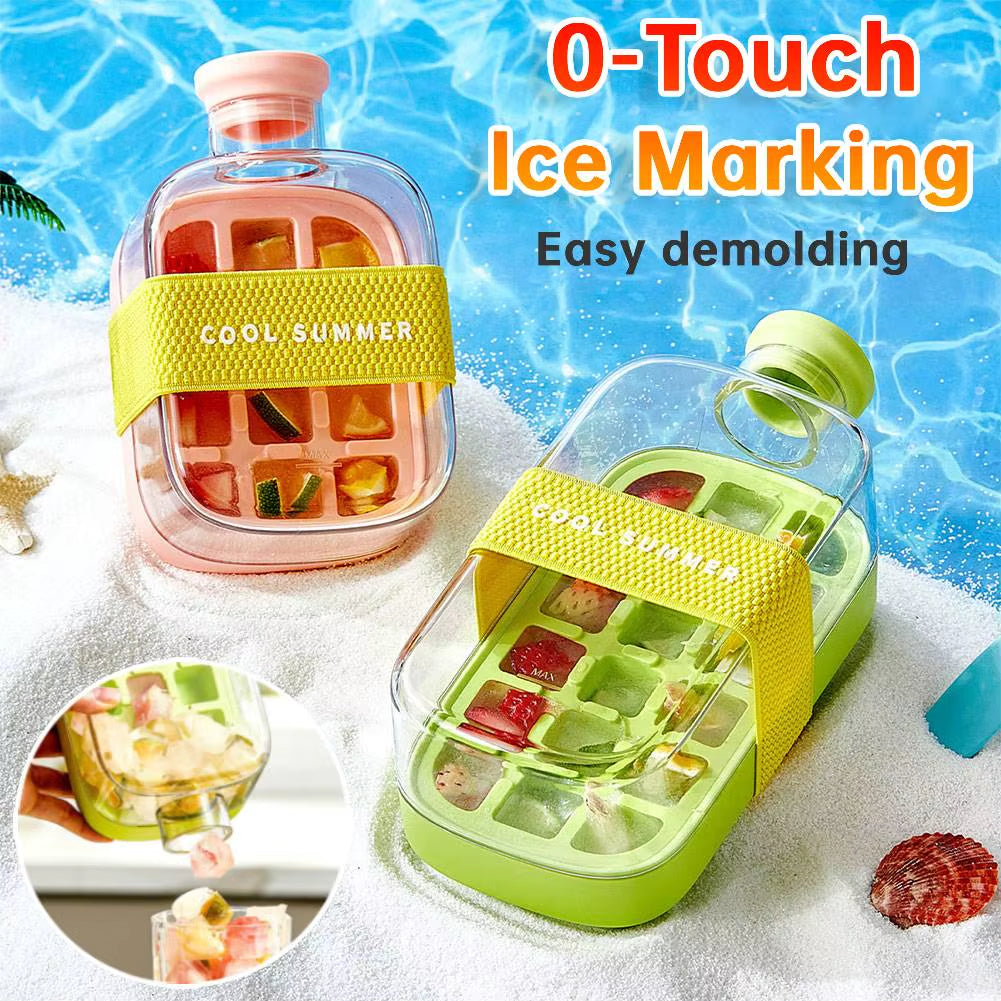 ChillSip Bottle Set – Stylish Water Bottle with Straw & Zero-Contact Ice Cube Tray