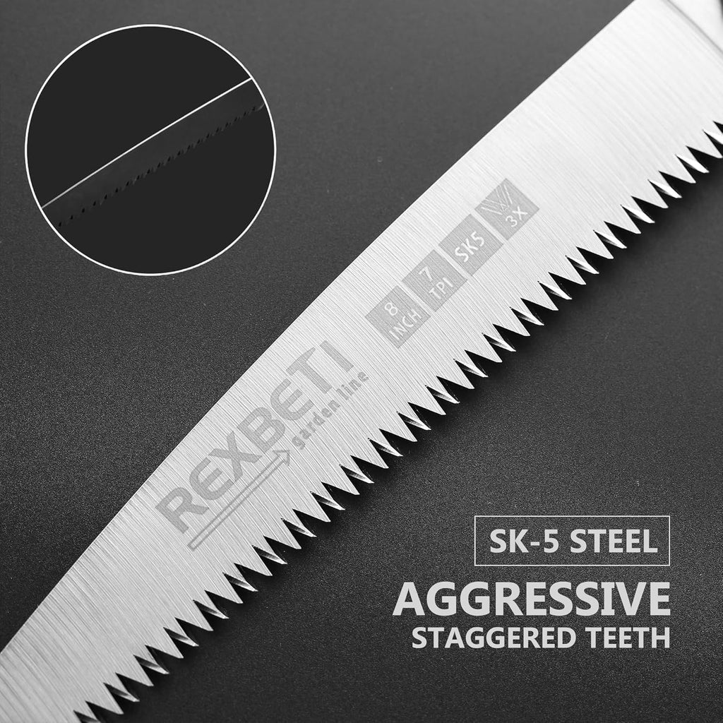 Folding Saw, Compact Design 8 Inch Blade Hand Saw for Wood Camping, Dry Wood Pruning Saw with Hard Teeth, Quality SK-5 Steel